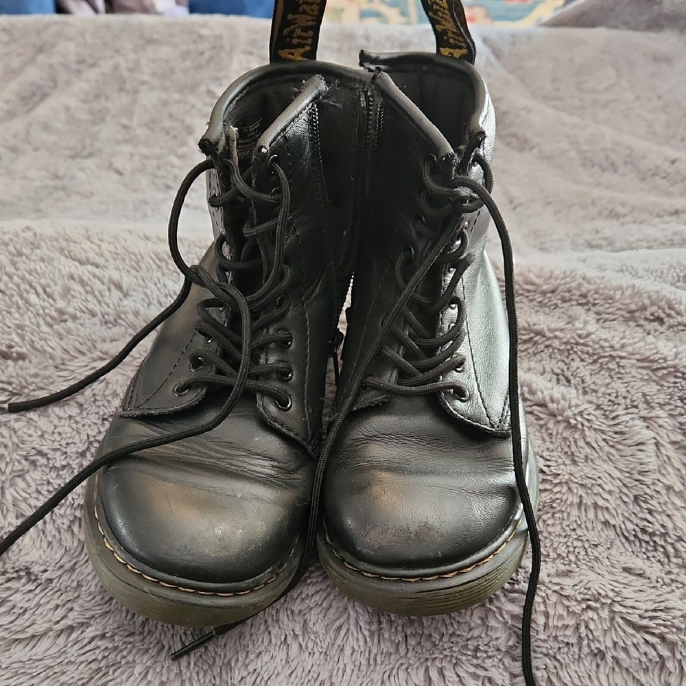 Dr Martens Black Leather Kids Boots Kids Size 1